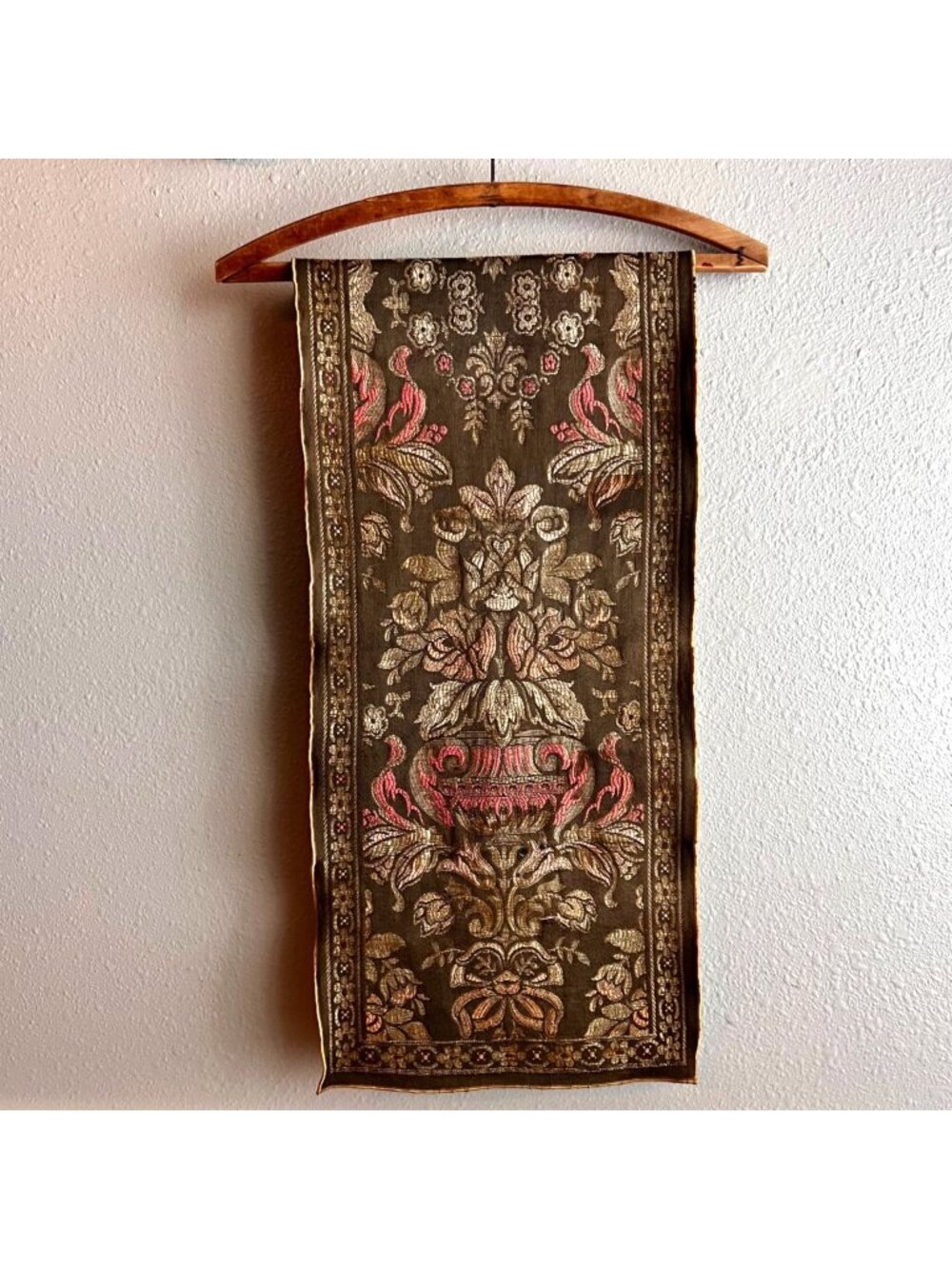 Victorian Antique French Table Runner Tapestry & Antique Hanger